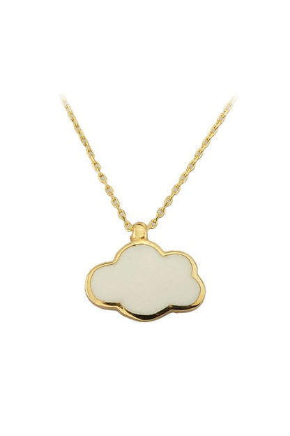 Solid Gold Enamel Cloud Necklace | 14K (585) | 1.92 gr