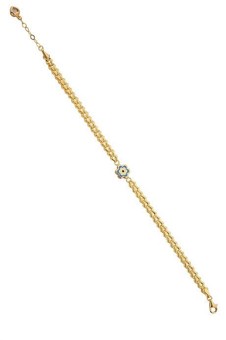 Solid Gold Enamel Flower Bracelet | 14K (585) | 4.34 gr