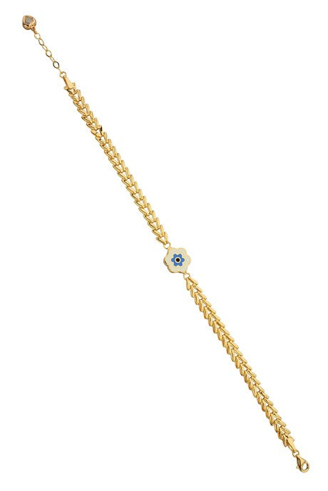 Solid Gold Enamel Flower Bracelet | 14K (585) | 5.07 gr