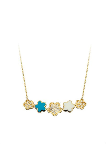 Collier fleur émail or massif | 14K (585) | 2,63 grammes