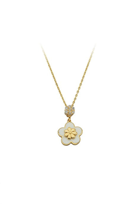 Collar de flor de esmalte de oro macizo | 14K (585) | 2,20 gramos