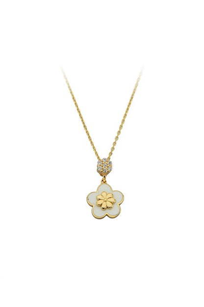 Collar de flor de esmalte de oro macizo | 14K (585) | 2,20 gramos