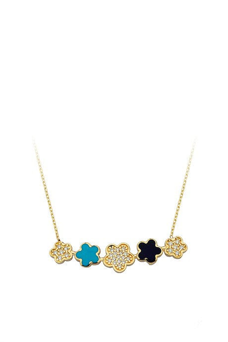 Collier fleur émail or massif | 14K (585) | 2,58 grammes