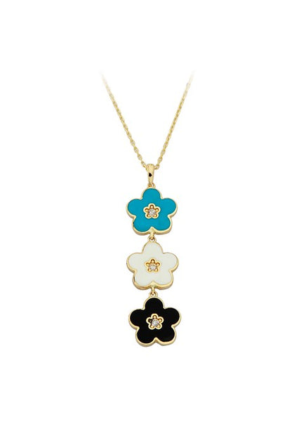 Collier fleur émail or massif | 14K (585) | 2,91 grammes