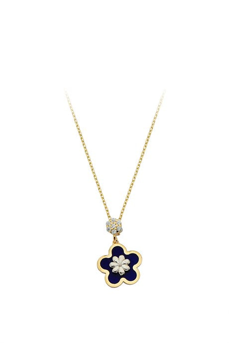 Collier fleur émail or massif | 14K (585) | 2,60 gr