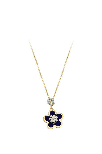 Collar de flor de esmalte de oro macizo | 14K (585) | 2,60 gramos