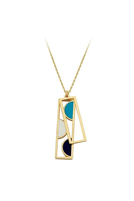 Solid Gold Enamel Stick Necklace | 14K (585) | 2.67 gr