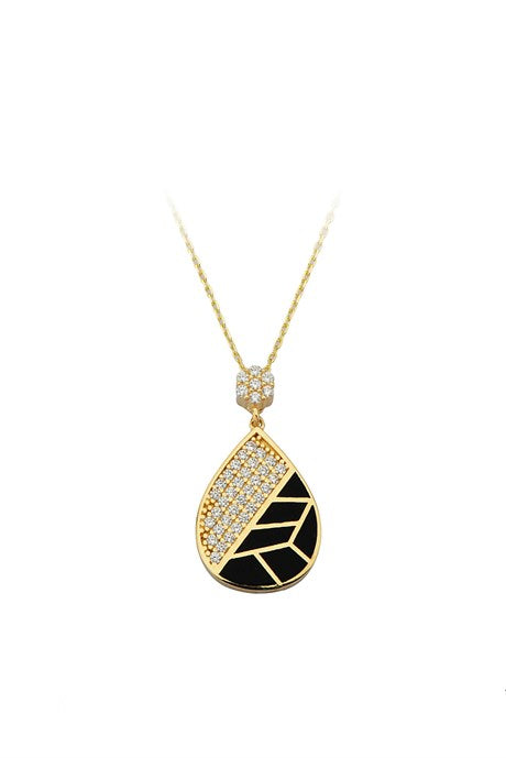 Solid Gold Enamel Drop Necklace | 14K (585) | 2.55 gr