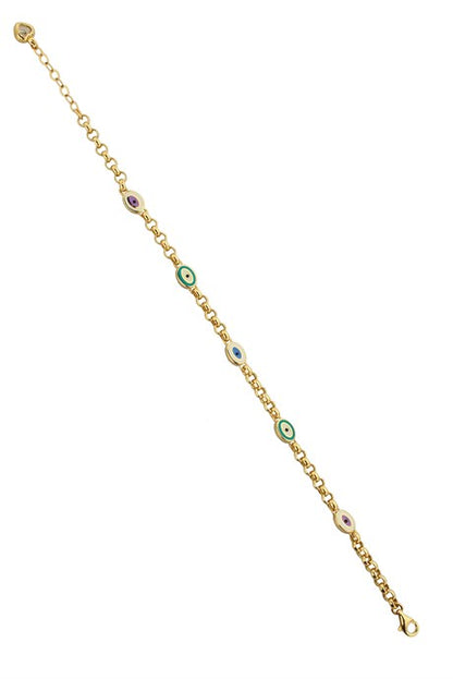 Pulsera de ojo de oro macizo esmaltado | 14K (585) | 4,69 gramos