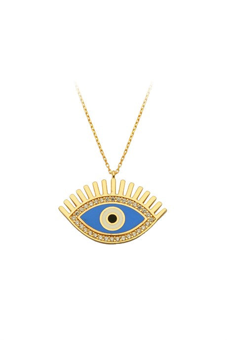 Collar de ojo de esmalte de oro macizo | 14K (585) | 3,50 gramos