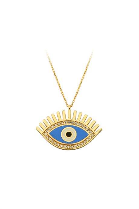 Solid Gold Enamel Eye Necklace | 14K (585) | 3.50 gr