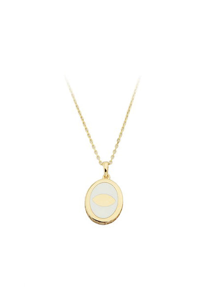 Collier d'oeil d'émail d'or solide | 14K (585) | 2,56 grammes