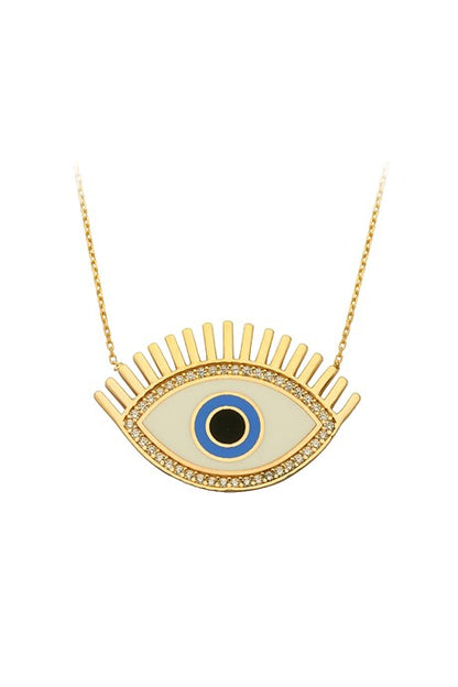 Collar de ojo de esmalte de oro macizo | 14K (585) | 4,54 gramos