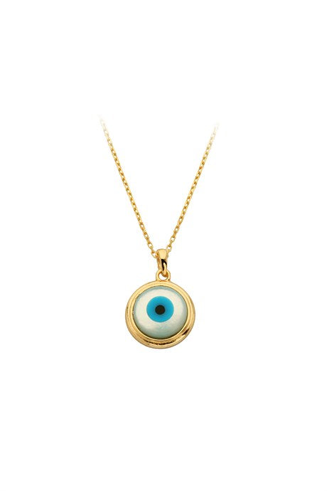 Solid Gold Enamel Eye Necklace | 14K (585) | 2.30 gr