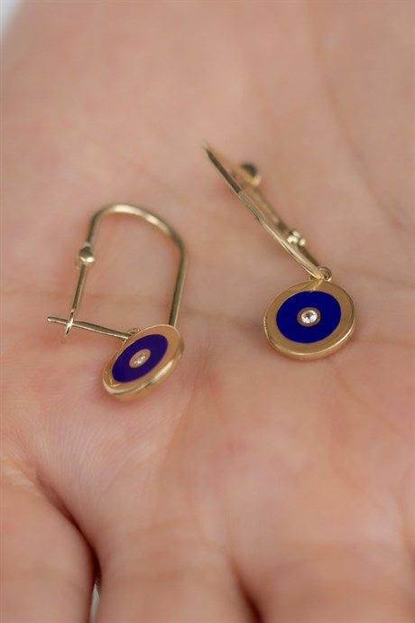 Solid Gold Enamel Eye Earring | 14K (585) | 2.38 gr