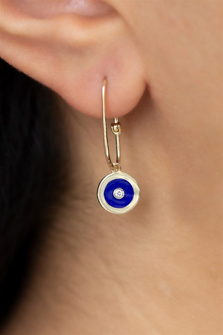 Solid Gold Enamel Eye Earring | 14K (585) | 2.38 gr