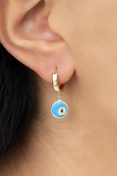 Solid Gold Enamel Eye Earring | 14K (585) | 2.51 gr