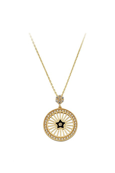 Collier étoile cercle émail or massif | 14K (585) | 2,69 grammes