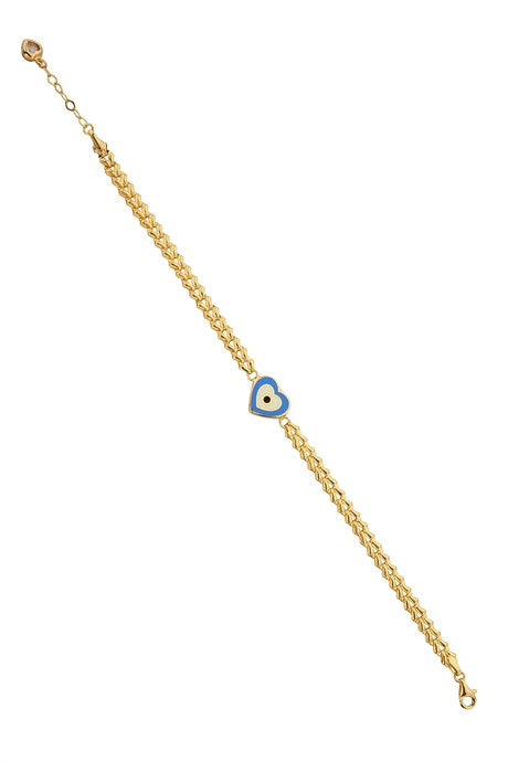 Solid Gold Enamel Heart Bracelet | 14K (585) | 4.62 gr