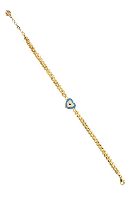 Bracelet coeur en émail d'or massif | 14K (585) | 4,62 grammes