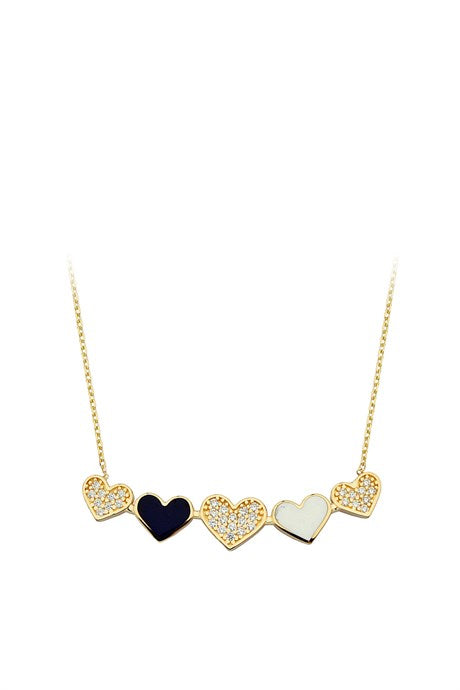 Collar de corazón de esmalte de oro macizo | 14K (585) | 2,59 gramos