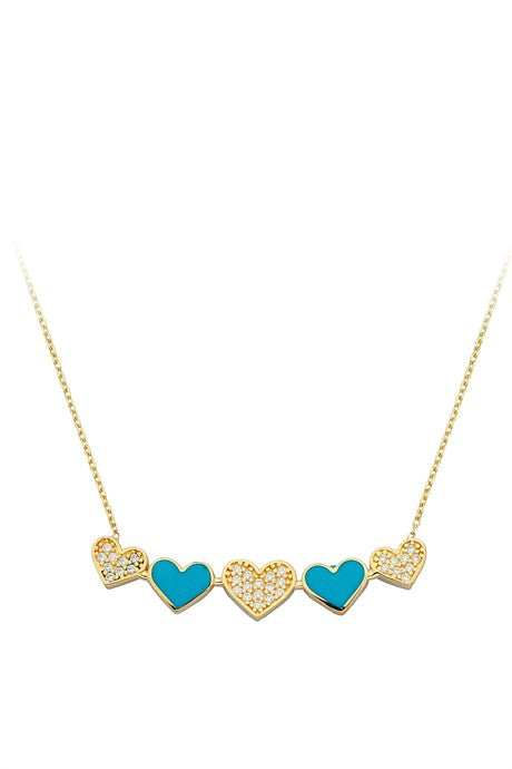 Collar de corazón de esmalte de oro macizo | 14K (585) | 2,57 gramos