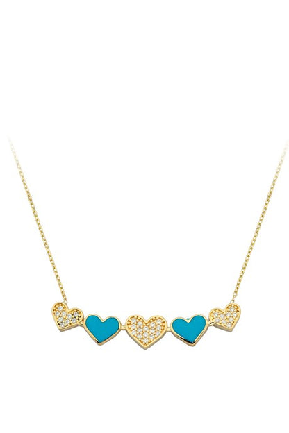 Collar de corazón de esmalte de oro macizo | 14K (585) | 2,57 gramos