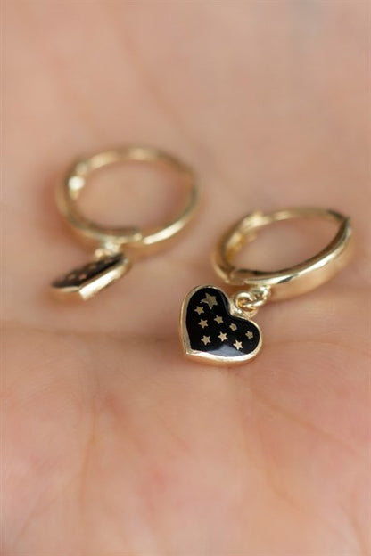 Solid Gold Enamel Heart Earring | 14K (585) | 2.07 gr