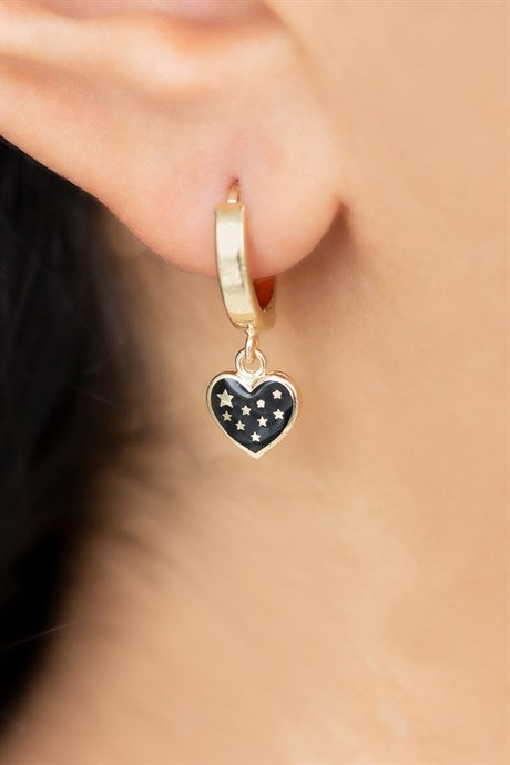 Solid Gold Enamel Heart Earring | 14K (585) | 2.07 gr