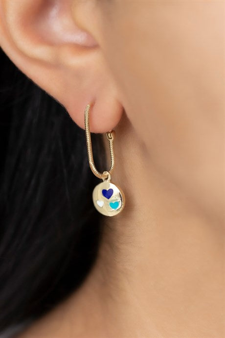 Solid Gold Enamel Heart Earring | 14K (585) | 2.74 gr