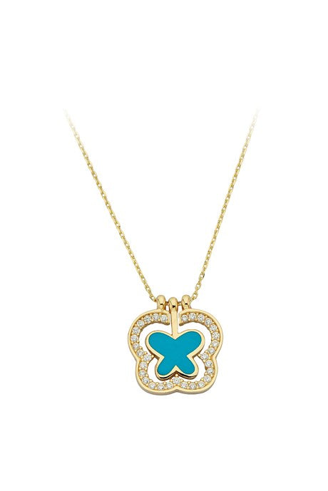 Collier papillon en émail d'or massif | 14K (585) | 2,61 grammes