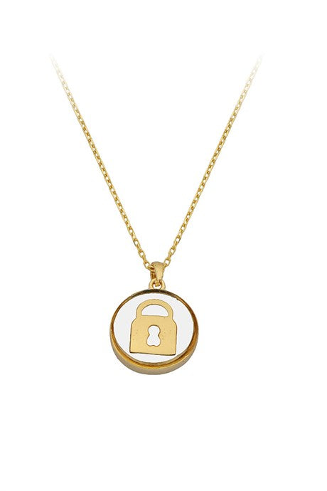 Collar de candado de esmalte de oro macizo | 14K (585) | 1,94 gramos