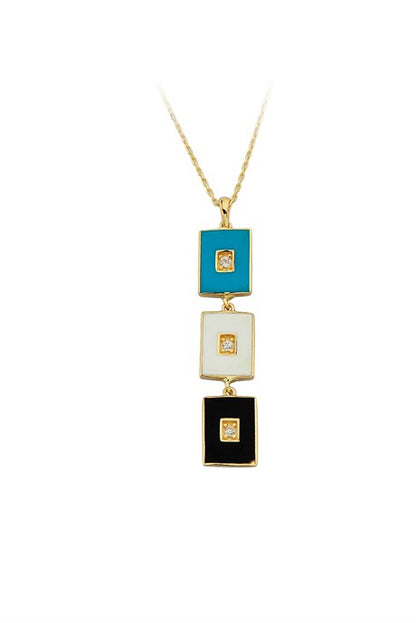 Solid Gold Enamel Necklace | 14K (585) | 2.94 gr