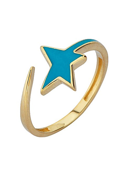 Solid Gold Enamel Comet Ring | 14K (585) | 1.49 gr