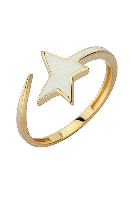 Solid Gold Enamel Comet Ring | 14K (585) | 4.35 gr | Adjustable Ring