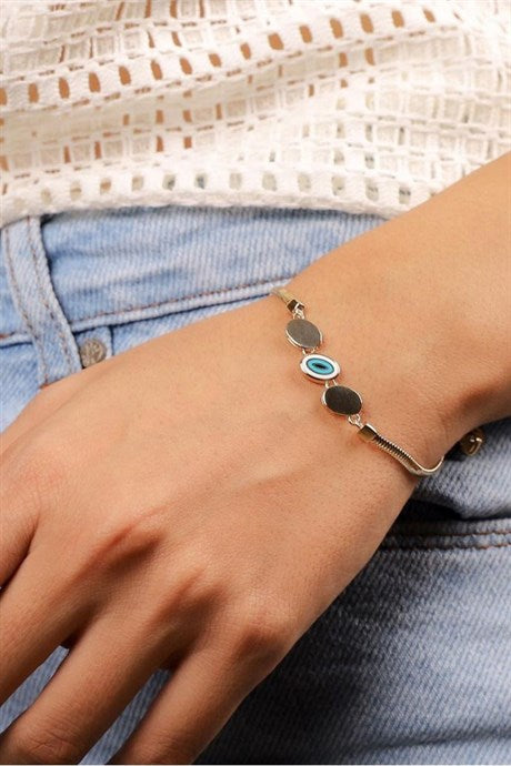 Solid Gold Enamel Evil Eye Bracelet | 14K (585) | 4.44 gr