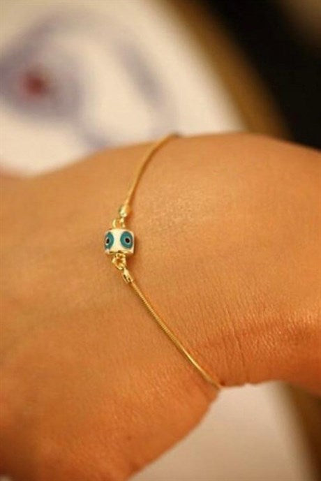 Solid Gold Enamel Evil Eye Bracelet | 14K (585) | 3.94 gr