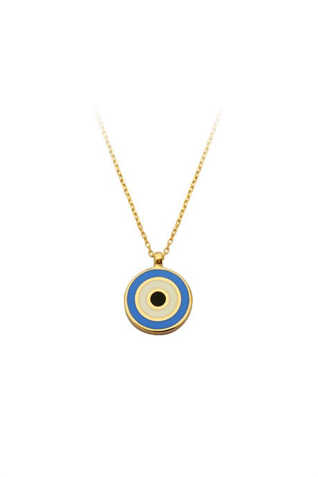 Solid Gold Enamel Evil Eye Bead Necklace | 14K (585) | 2.25 gr