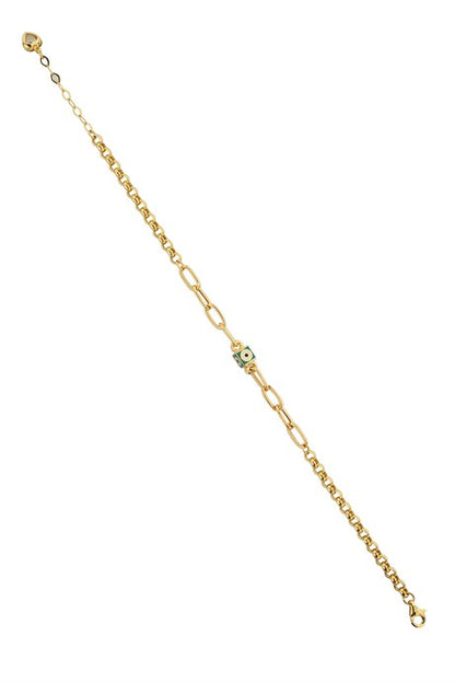 Pulsera de mal de ojo esmaltada en oro macizo | 14K (585) | 3,99 gramos