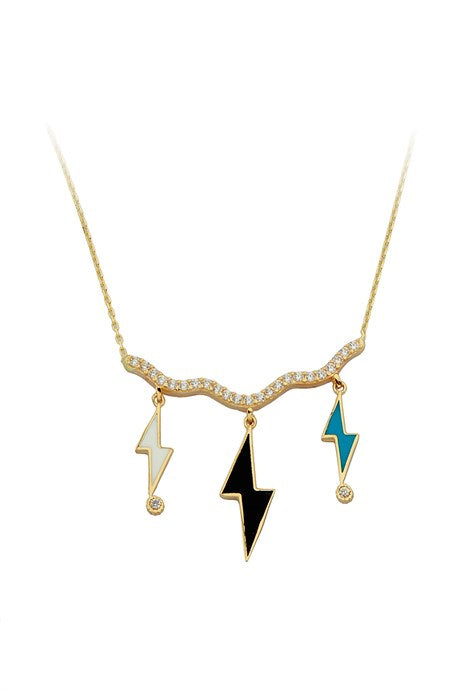 Solid Gold Enamel Lightning Necklace | 14K (585) | 2.44 gr