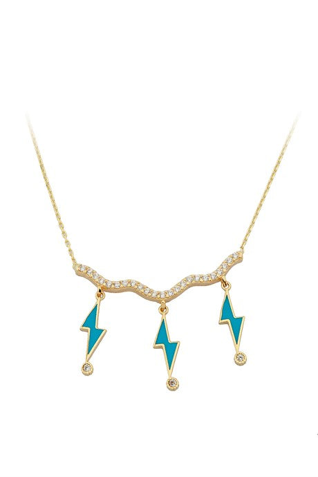 Solid Gold Enamel Lightning Necklace | 14K (585) | 2.39 gr