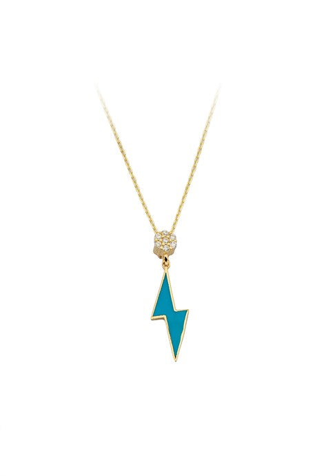 Solid Gold Enamel Lightning Necklace | 14K (585) | 1.90 gr