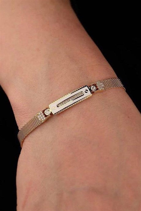 Pulsera de diseño de esmalte de oro macizo | 14K (585) | 8,81 gramos