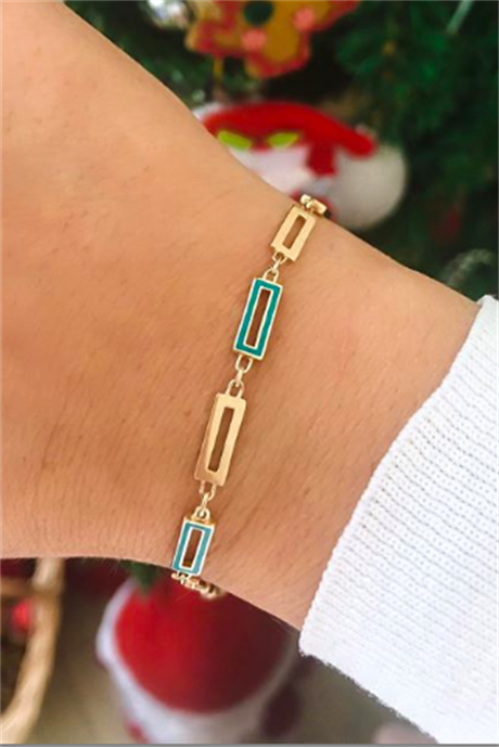 Solid Gold Enamel Design Bracelet | 14K (585) | 4.66 gr