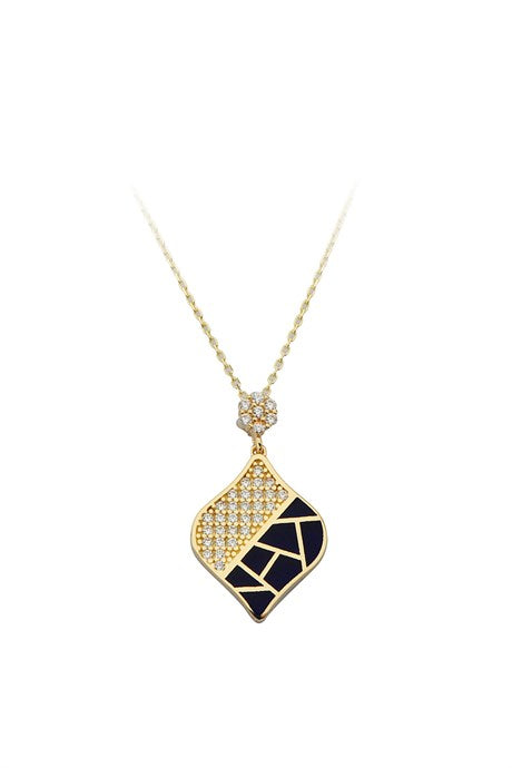 Solid Gold Enamel Design Necklace | 14K (585) | 2.60 gr