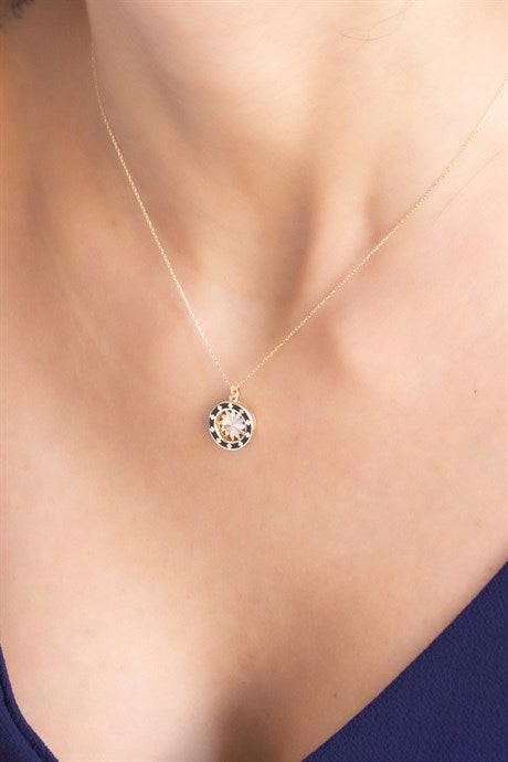 Solid Gold Enamel Design Necklace | 14K (585) | 2.87 gr