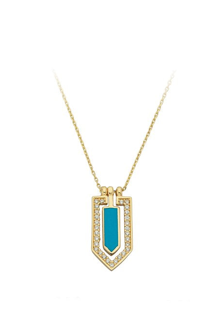 Solid Gold Enamel Design Necklace | 14K (585) | 2.54 gr