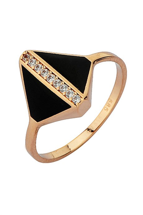 Solid Gold Enameled Design Ring | 14K (585) | 2.12 gr