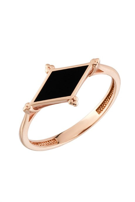Solid Gold Enameled Design Ring | 14K (585) | 1.56 gr
