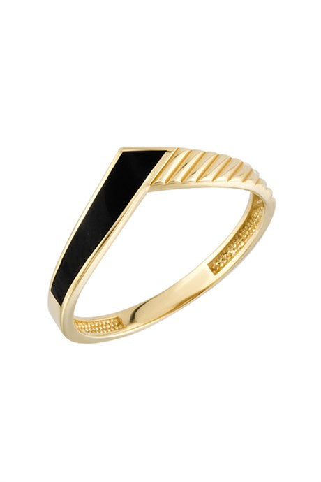 Solid Gold Enameled Design Ring | 14K (585) | 1.48 gr